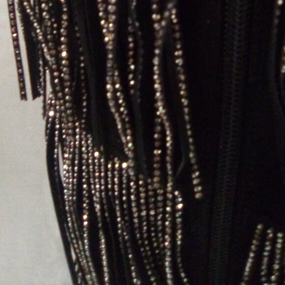 INC Womens Black Metallic Fringed Shynf Pointed Toe Stiletto Knee-Hi Dress Boot - Picture 5 of 7